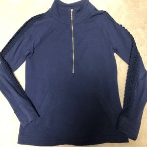 Lilly Pulitzer Navy 3 quarter zip with pockets